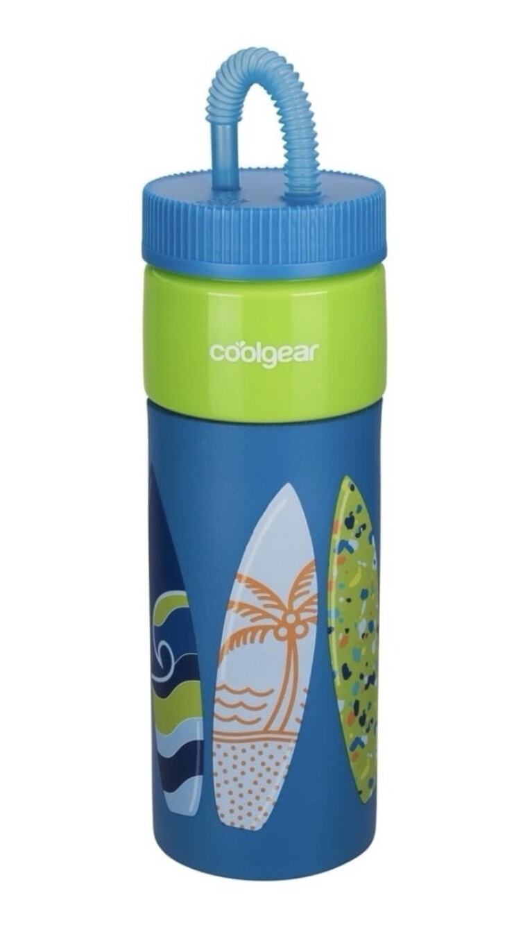 Cool Gear 24 oz Plastic Retro Foam Grip Water Bottle Blue Surfboards
